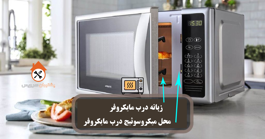 محل قرار گرفتن میکروسوئیچ و زبانه درب مایکروفر