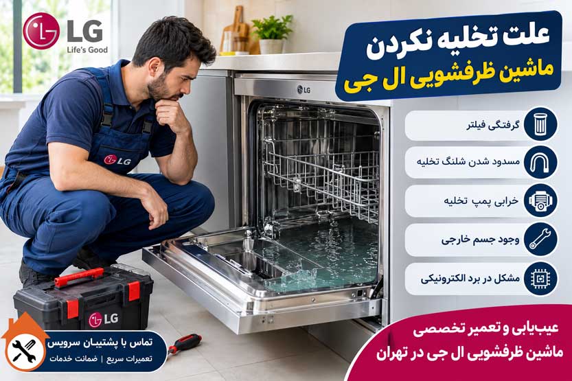 علت تخلیه نشدن آب ماشین ظرفشویی ال جی
